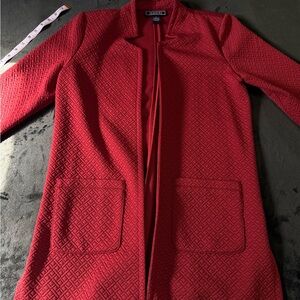 Elegant Red Textured Cape Coat